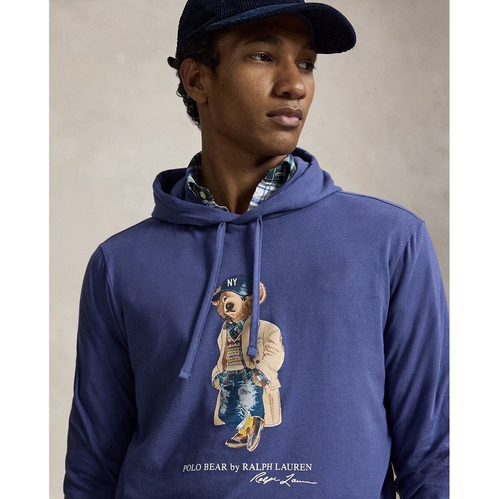 NEW Polo Ralph Lauren Polo Bear NY New York Hooded T-shirt Mens XL Navy Preppy